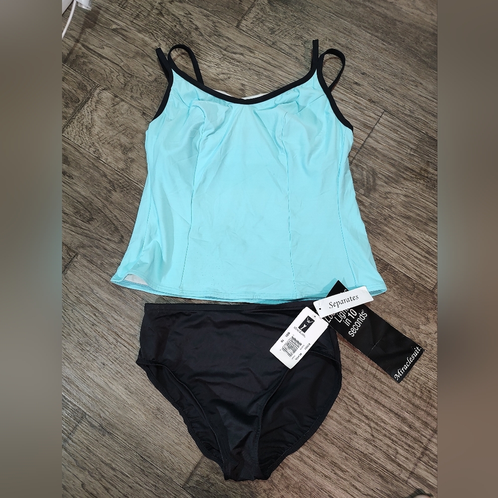 Miracle Suit Aqua and Black Tankini Set